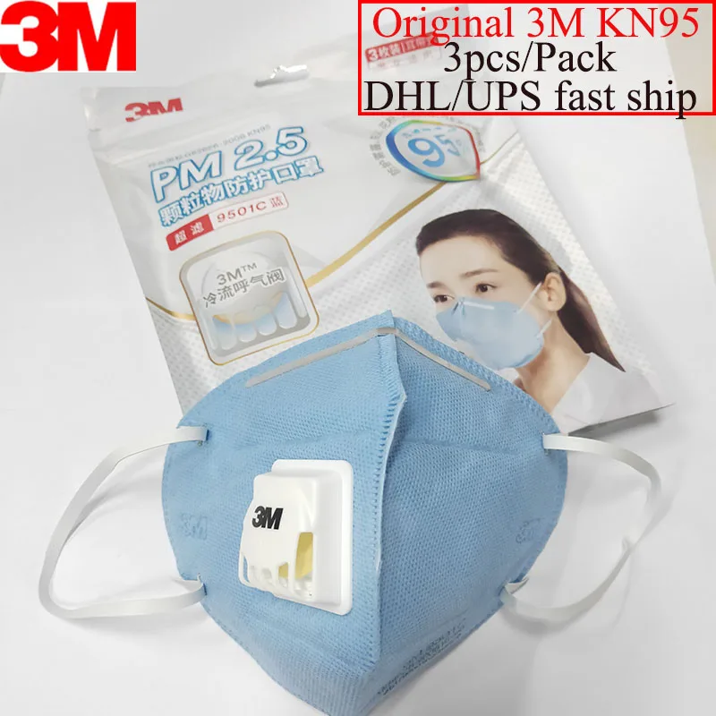 

5Pack/Lot (3 pcs/Pack) 3M 9501C Anti Virus Blue Dust Masks KN95 Masks Anti-haze Protective Mask Anti-particles