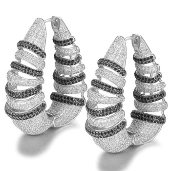 

GODKI Jimbora Brand Fashion Luxury Big Hoop Earrings For Women Bridal Full Cubic Zirconia Earrings Jewelry mujer moda 2019