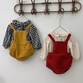 

2020 Autumn Baby Unisex Corduroy Overalls Lovely Infant Girls And Boys Bodysuit Sleeveless Jumpsuit Kids Overalls