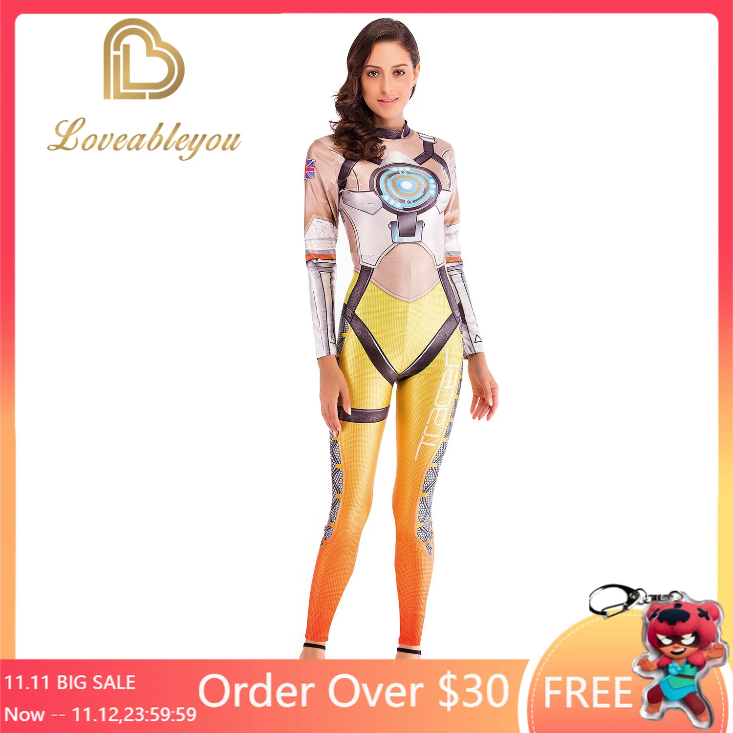 Костюм Аниме OW Hero Tracer для косплея боди костюмы на Хэллоуин женщин комбинезон