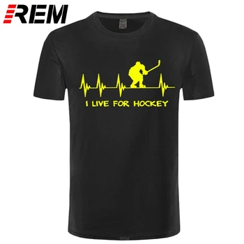 

REM Casual Shirt Short Sleeve Top Hockeyer Gift I Live for Hockeyer Heartbeat Heart Crew Neck T Shirt For Men