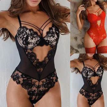 Sexy Teddy Lingerie Embroidered Gauze Bandage Bodysuit 1