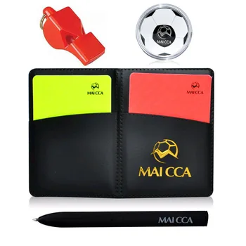 

Football Whistle Soccer Referee Cards Coin Notebook Wallet Set Training Fair Play Professional Sports Equipment Linesman Gear