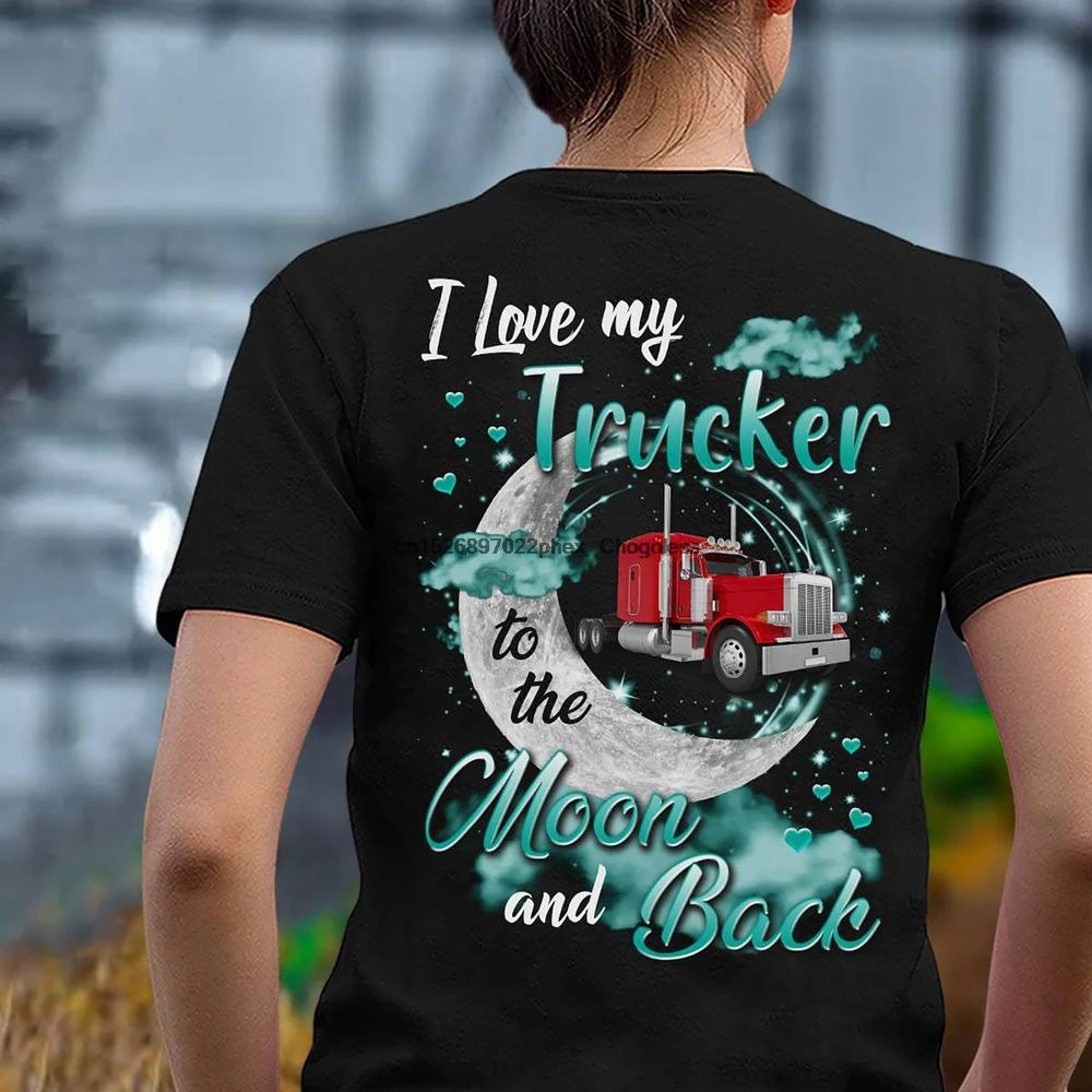 I Love My Trucker To The Moon And Back T shirt Trucker_s Girl Shirt | Мужская одежда