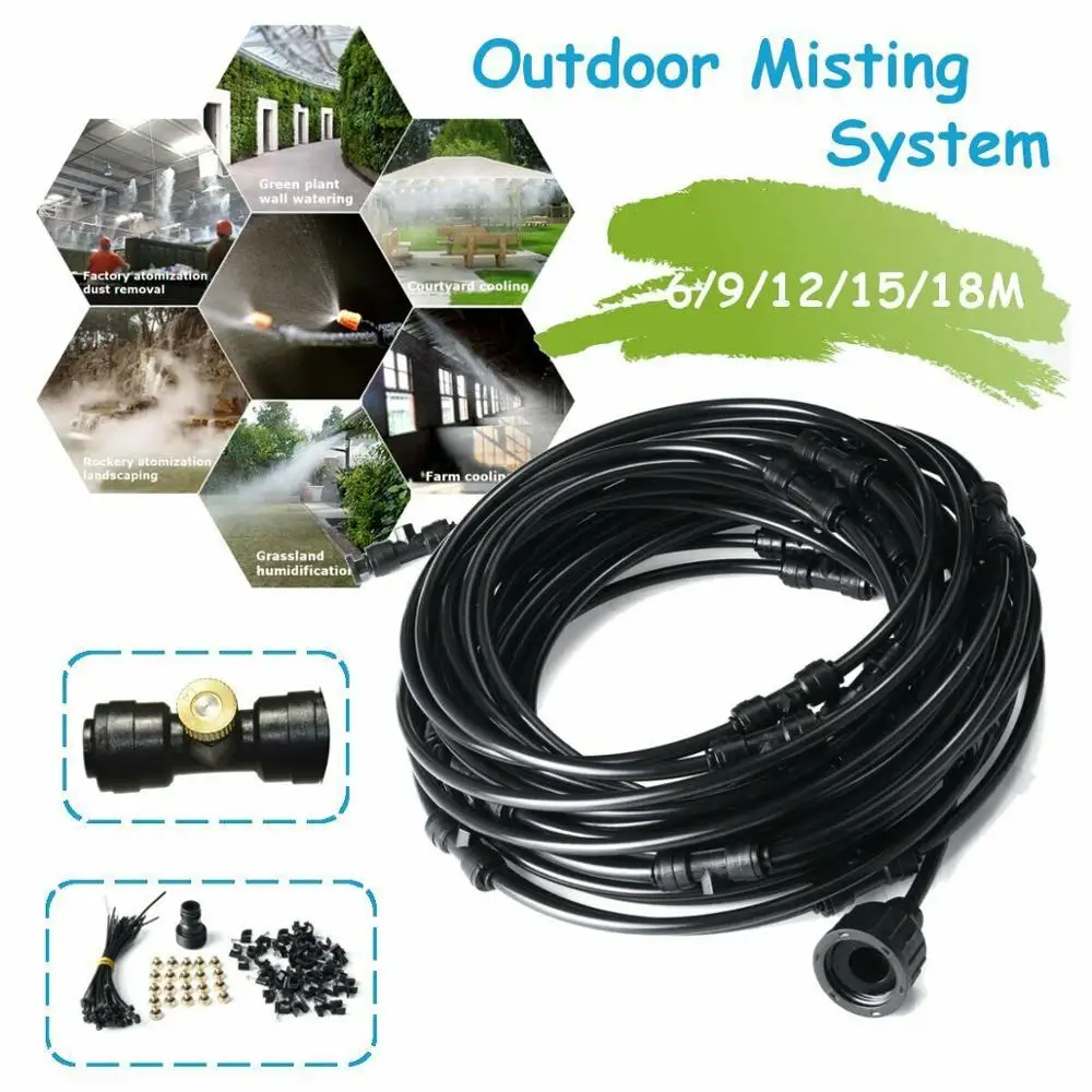 

Hot Sale 6/9/12/15/18m Outdoor Cooling Patio Misting System Fan Cooler Water Mist Gardenhouse Spray Hot fog misting system