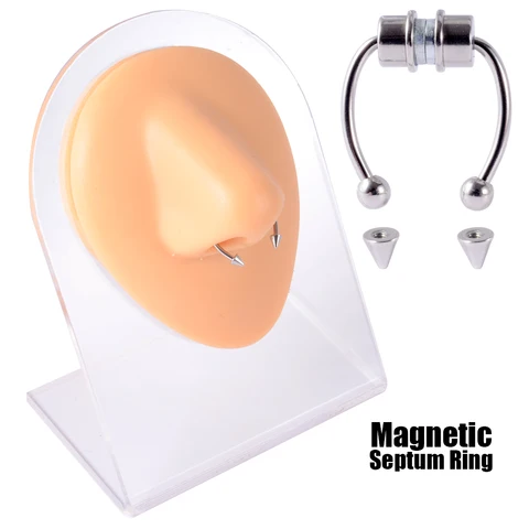 Piercing Nose Ring Non Pierced Magnet Septum Hoop Horseshoe Magnetic Nose Ring Ear Clip Piercing Jewelry