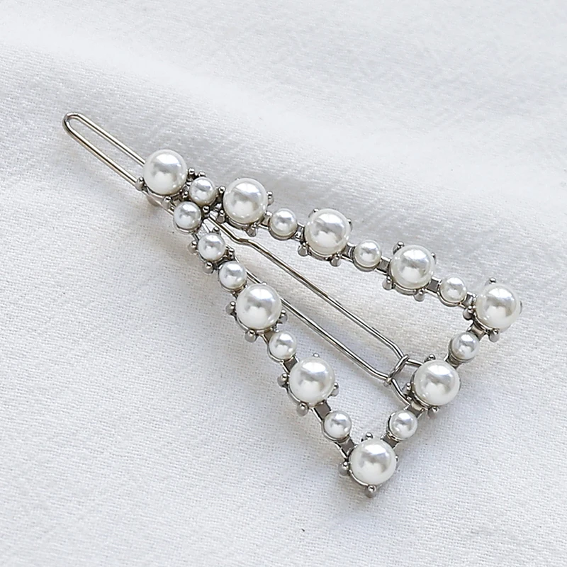 Christmas Gift Geometric Irregular Hollow Pearls Hair Clips Korean Hairpins Metal Barrettes Girls Hair Styling Accessories - Окраска металла: QW0003-12