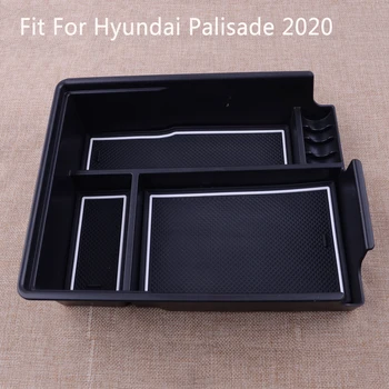 

CITALL Black Center Console Armrest Storage Box Tray Container Organizer With Mat Fit For Hyundai Palisade 2020