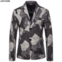 KLV, мужская повседневная винтажная куртка с отложным воротником, с длинным рукавом, с цветочным принтом, пиджак, Мужская классическая Куртка 9916