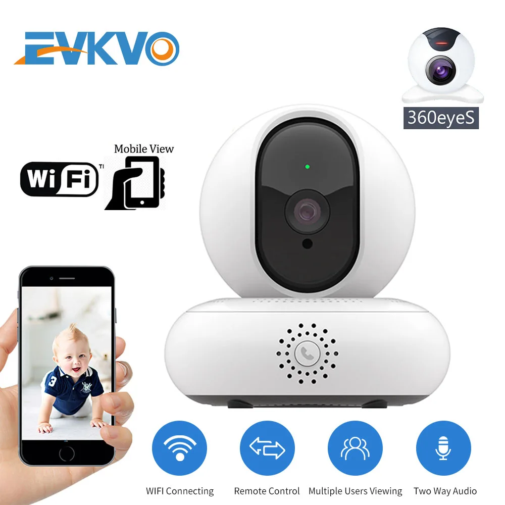 EVKVO 360 глаза APP поворот HD 1080P WI FI безопасности Интернет сети H.264 Видео PTZ IP Камера CCTV