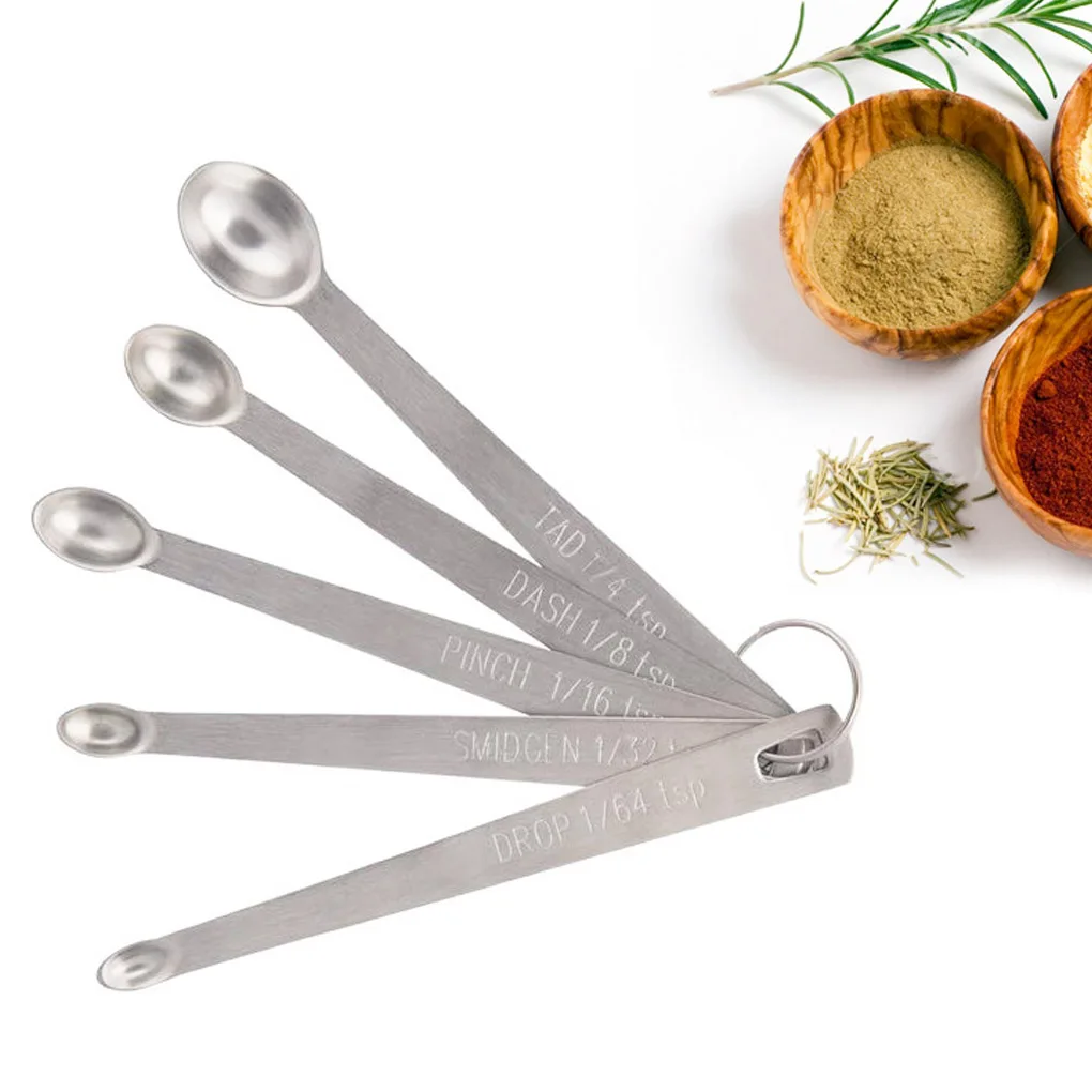 5pcs/Set Small Measuring Spoon Stainless Steel Coffee Measuring Spoons Tea Seasoning Multiple Size Measuring Spoon Kitchen Tools afbeelding