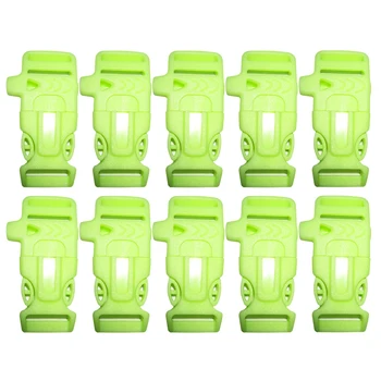 

10PCS Luminous in The Dark Side Release Buckles with Whistle Flint Fire Starter Scraper for Paracords Bracelet Outdoor Survival