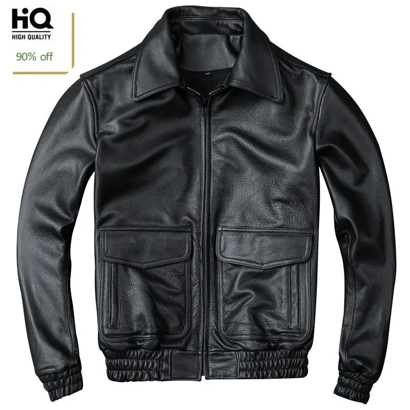 

Large Size XXXXL Mens Leather Jacket Short Motorcycles Pilot Real Leather Jacket New Design Classic British Business Man Coat
