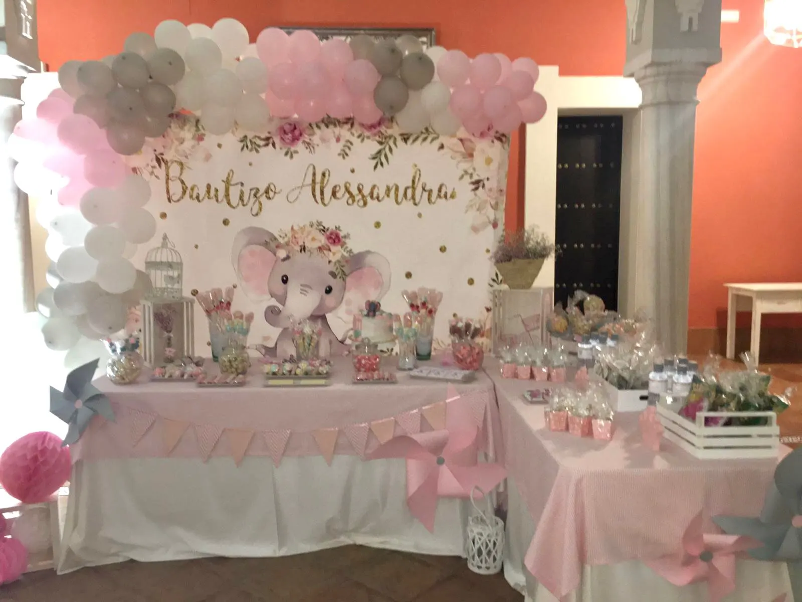 Baby 1st Birthday Elephant Backdrop For Girl Boy Baptism Party Photography Background Cake Smash Table Decor Banner Photo Prop photo backdrop