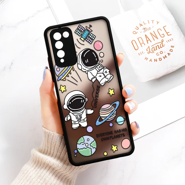 Case For Huawei P30 Pro Case P50 P40 Lite Hard Fundas Honor 8X 9A 20 10X 30 Lite Nova 5T Cartoon Astronaut Cover Lens Protection OA58