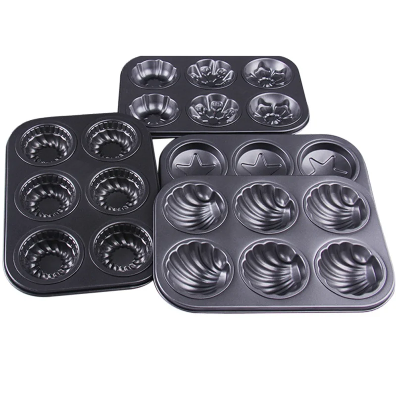 6 Connected Cake Mold Muffin Cake Mold Oven Cake Baking Tray Home Kitchen Dining Bake Ware For Kitchen Bakery Bakeware