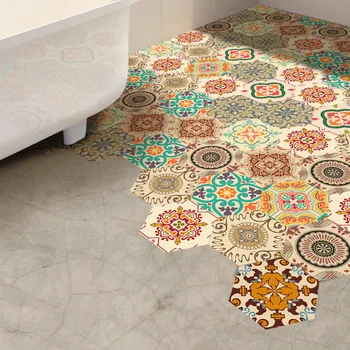 

Baroque Anti-slip Floor Sticker Geometry Hexagon Mat Design Wall Stickers Self-adhesive Waterproof Home Decor Bathroom