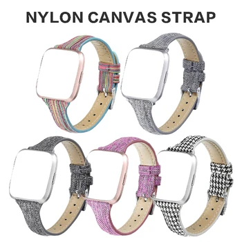 

For Fitbit Versa 2/Lite Smart Watch Wrist Band Stylish Leather Canvas Strap Replacement Watch Band Wristband Accessories