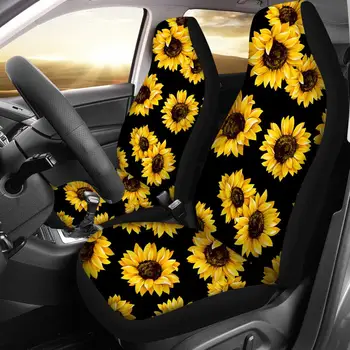

Sunflower Printed Breathable Car Seat Cover 2pcs Car Decoration Protector Mat Pad Accessories for Sedan, SUV, Van Full Wrap