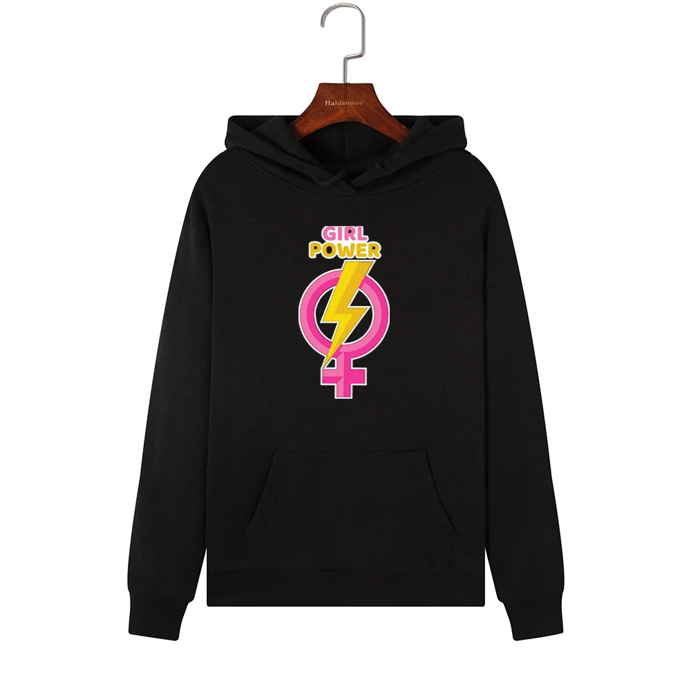 SINGRAIN Girl power Print Женские толстовки негабаритных повседневные милые femme capuche kpop толстовка с капюшоном Harajuku Эстетическая толстовка с капюшоном