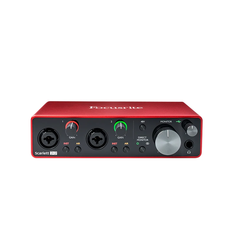 Обновленный FOCUSRITE Scarlett 2i2 3-го поколения профессиональная звуковая карта USB аудио интерфейс предусилитель микрофона