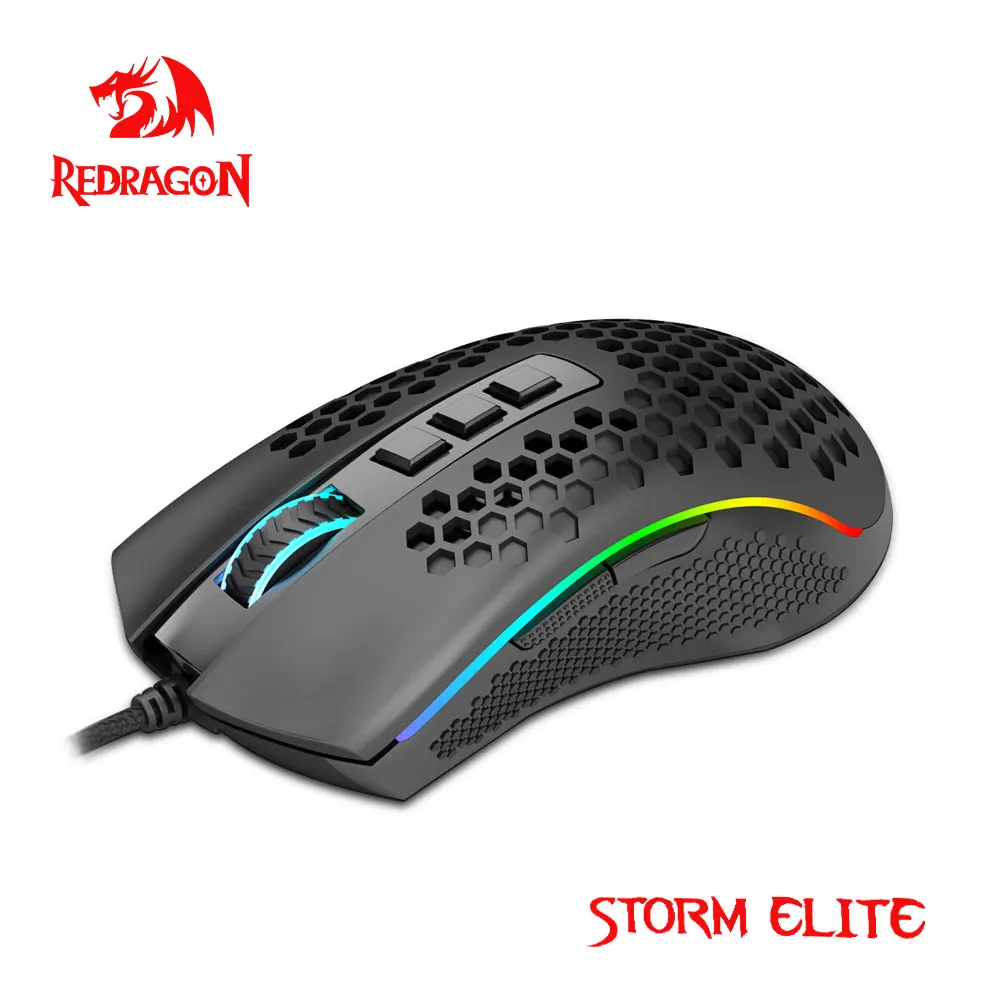 Redragon-ratón óptico programable Storm Elite ratón USB de Gaming para ordenador, retroiluminación RGB con cable, 16000DPI, 9 botones, M988