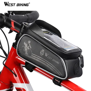 

WEST BIKING Bicycle Bag Cycling Top Front Tube Frame Bag Waterproof 6.0 inches Phone Case Storage Touch Screen MTB Road Bike Bag