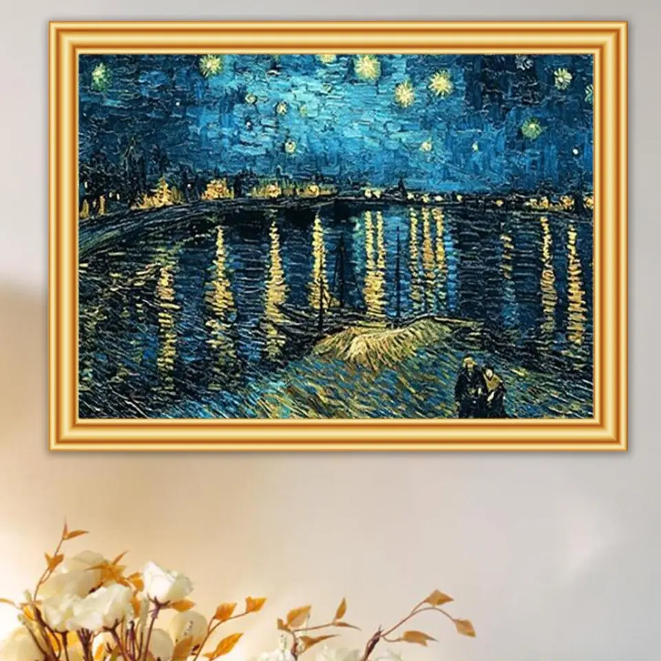 5D Diamond Painting Van Gogh Starry Night, DIY Diamond Art Kit for