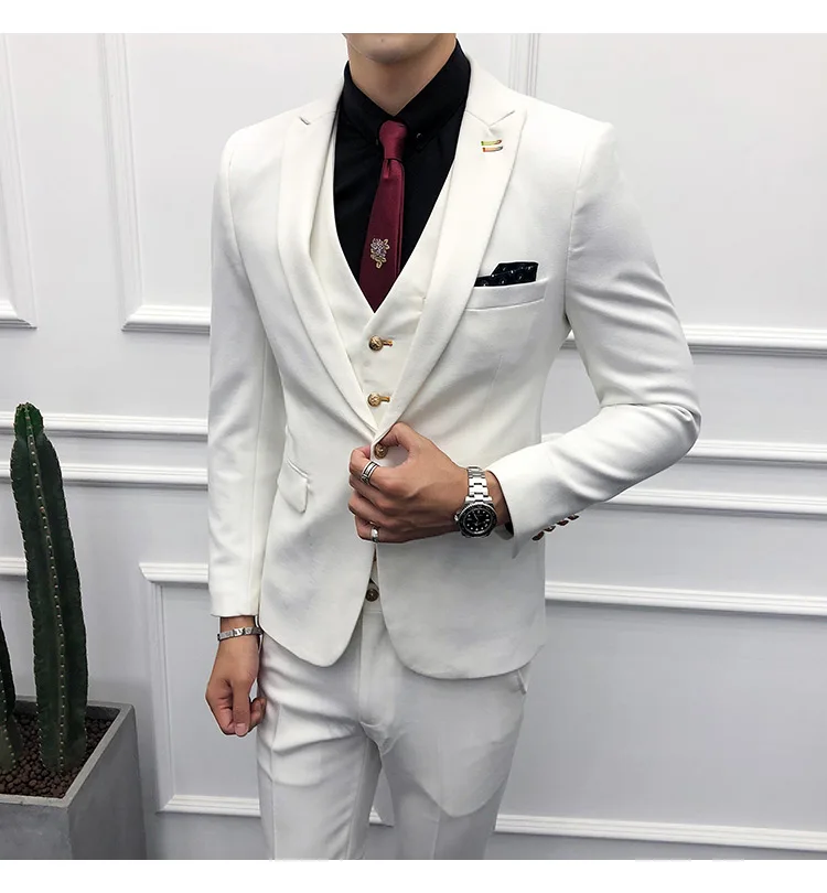 Модный мужской красочный модный мужской костюм, приталенный деловой костюм, смокинг, высокое качество, свадебное платье, мужской костюм, повседневная одежда для мужчин, 3XL, розовый цвет