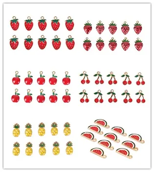 

10Pcs/Set Enamel Fruit Cherry Watermelon Strawberry Alloy Charms Pendant DIY Craft Jewelry Findings Jewelry Making Accessories
