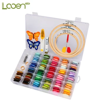 

Looen 100 Colors Box Set Different Color Cross Stitch Kit Threads DIY Floss Thread 8 Meter Long Cross Stitch Skeins Sewing Tools