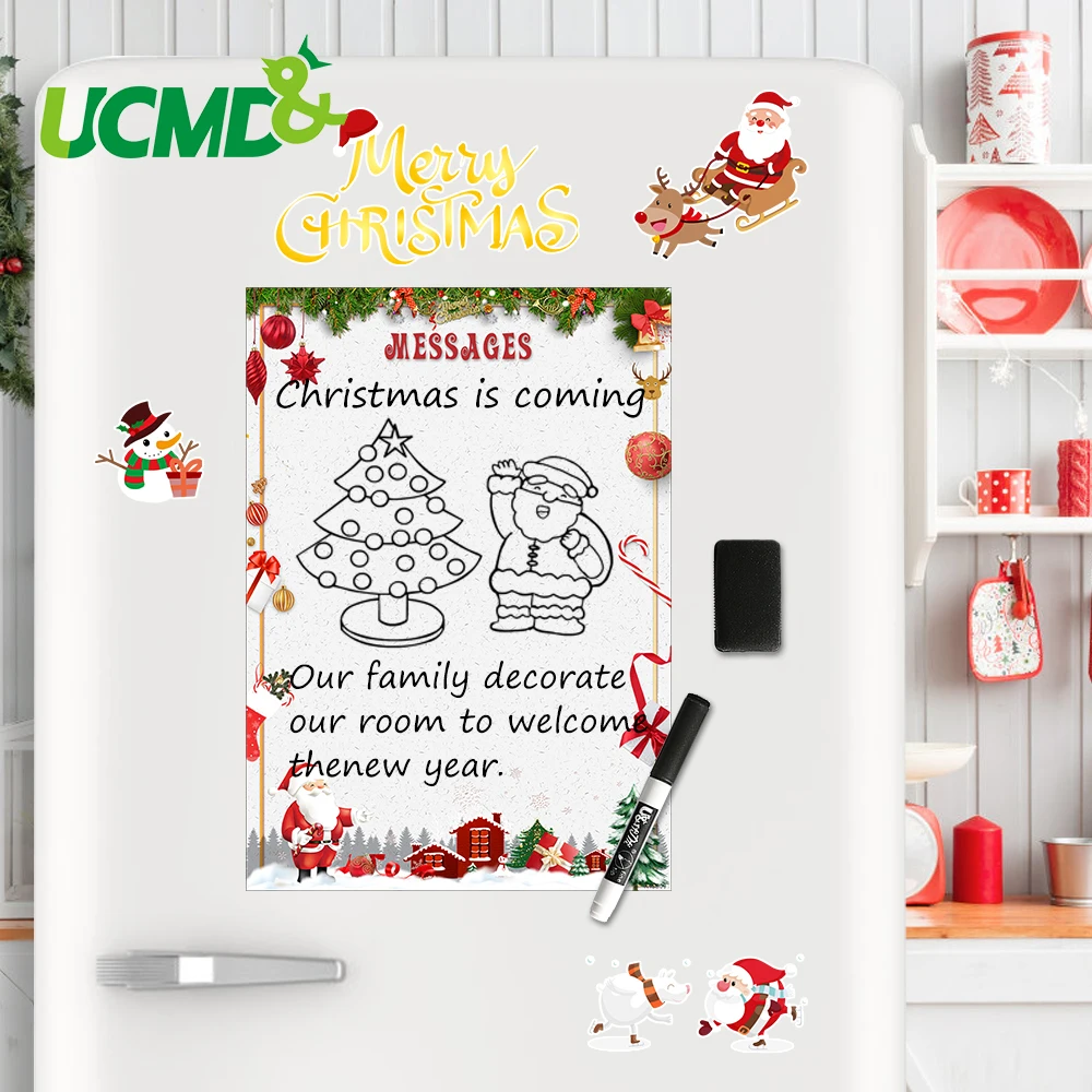

A4 Flexible Christmas Message Sticker Board Fridge Magnets Magnetic Drawing Writing Remind Memo Record Boards Whiteboard Toys