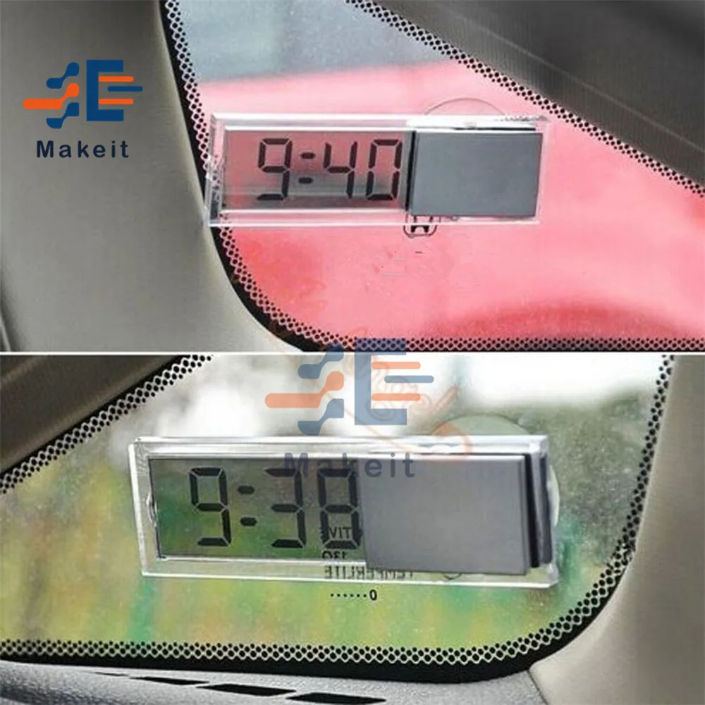 Horloge Numérique LCD Pour Voiture | Affichage Grand Écran | Adhésif Tableau De Bord | Portable