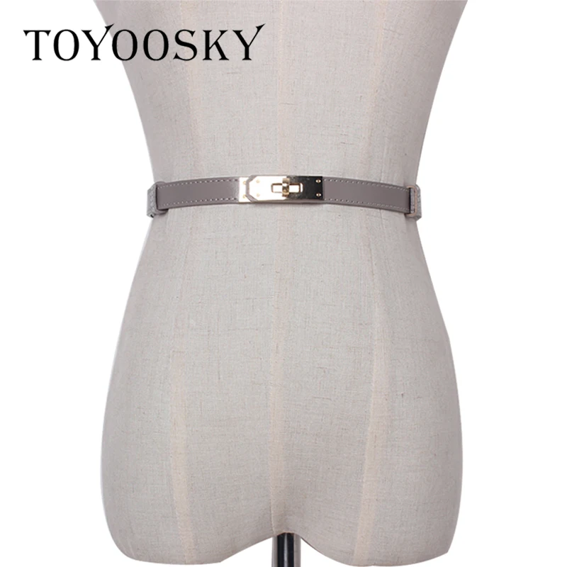 

Fashion Women Belts Genuine Leather Double Buckle Simple Style Fine Thin Waistband for Jeans All-Match Female Belt High Quality