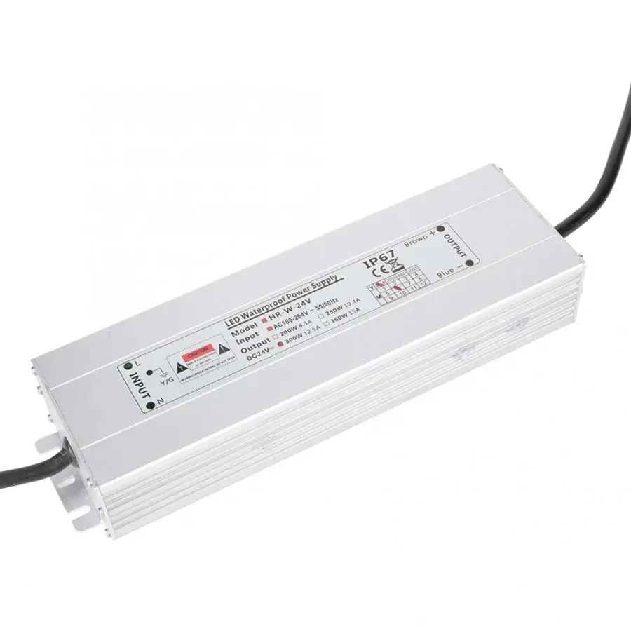 IP67 Водонепроницаемый Импульсный источник питания AC к DC 24V 12.5A 300W для светового короба/полосы света