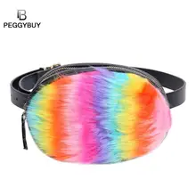 Женская меховая поясная сумка с искусственным Кроликом, сумка для путешествий, плюшевая поясная сумка, женская зимняя сумка-бум, женская сумка через плечо из искусственной кожи, нагрудная сумка