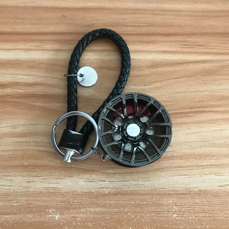 Диаметр 4 см JDM автомобильный обод BBS LM колесо с тормозом диск пластмассовая Скакалка узел hellaflush стиль брелок для Honda toyota аксессуары - Название цвета: Черный