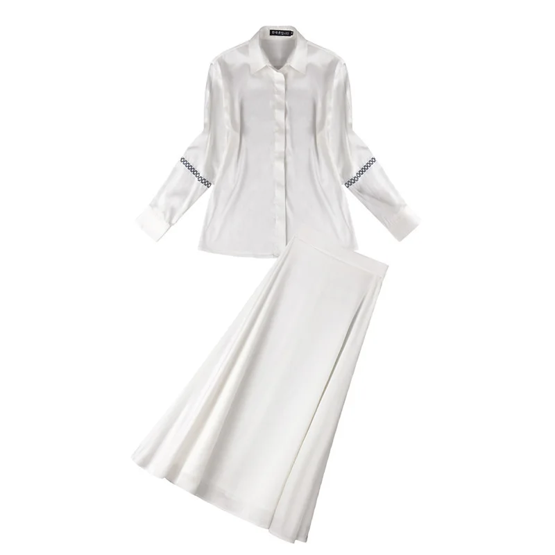 Весна 2019 новый костюм актрисы Ян Ми звезды белая рубашка с длинным рукавом