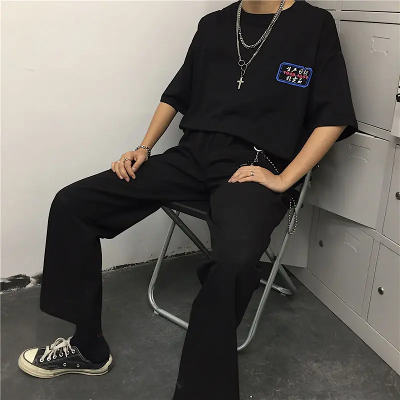 Men Casual Pants Solid Simple Large Size Wide Leg Trousers All-match Loose Chic Mens Korean Style Retro Harajuku Ulzzang Ins New