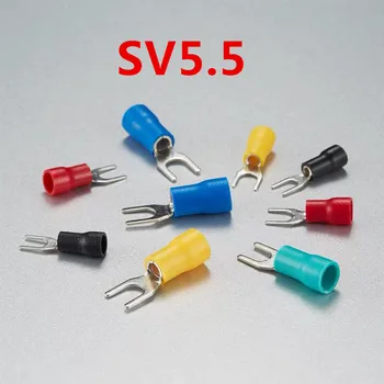 

50pcs SV5.5-4 SV5.5-5 SV5.5-6 5.5-8 Wire connector Fork Spade Crimp Insulation Terminal Wire connection Cable Connector terminal