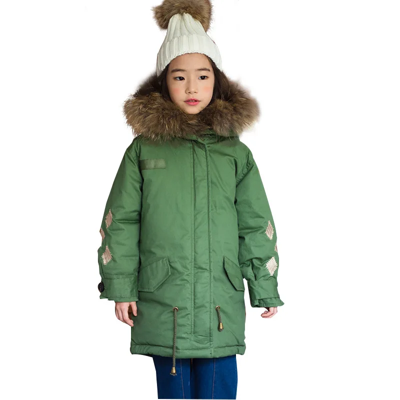 coat Плотное пальто с капюшоном и большим меховым воротником; хлопковая куртка-пуховик для девочек; детская зимняя куртка; парки; теплая зимняя верхняя одежда для девочек; одежда для детей - Цвет: coat