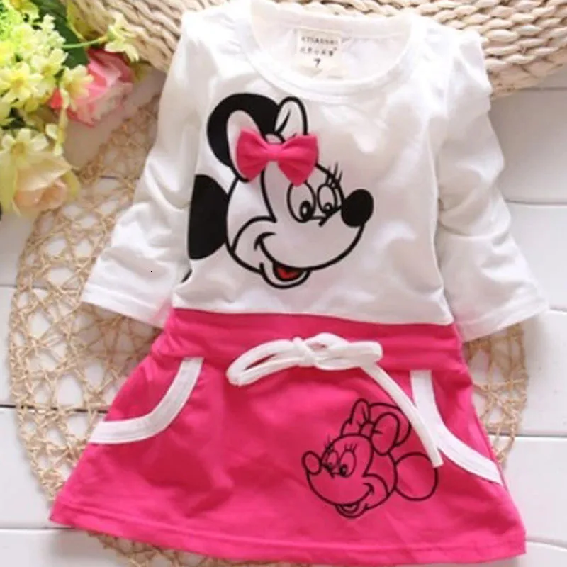 Модный тренд, милое летнее платье принцессы для девочек, Вышитое Платье с изображением Минни, одежда для девочек