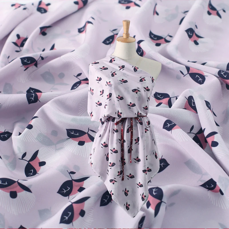 

High Quality Crepe Printed Fabric 14mm 100% Real Natural Silk Shirt Dresses Silk Fabrics