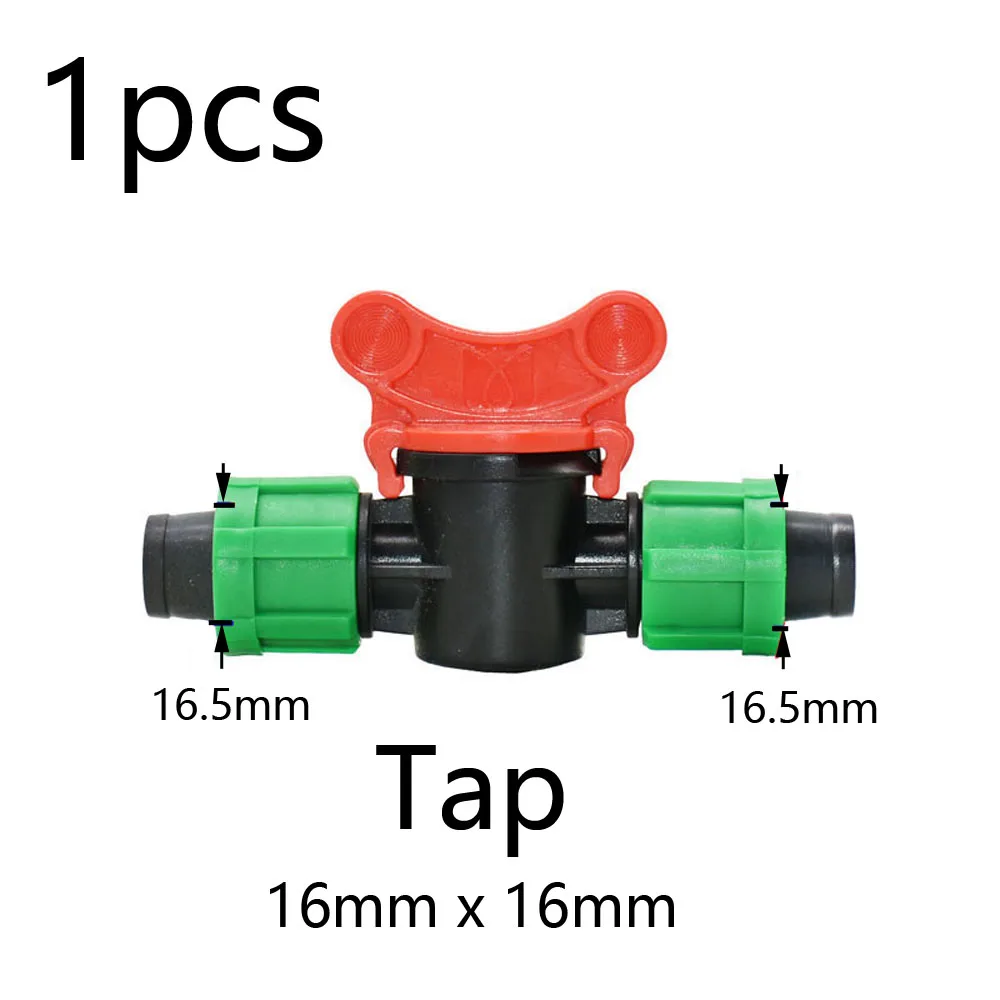 2pcs 16mm Micro Irrigation Drip Tape Connectors Tee Repair Elbow End Plug Tap Fittings Locked Hose Joints Greenhouse Coupler