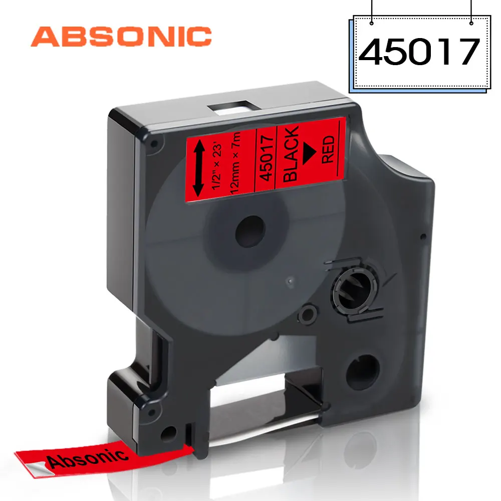 Absoonic 45013 45017 черный на красном D1 этикетка лента 1/2 &quot12 мм производитель совместим