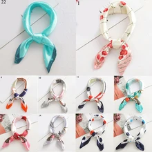 

2021 Square Satin Scarf Women Fashion Print Small Neck Scarfs Office Lady Hair Band Foulard Hand Kerchief Female Bandana Shawl