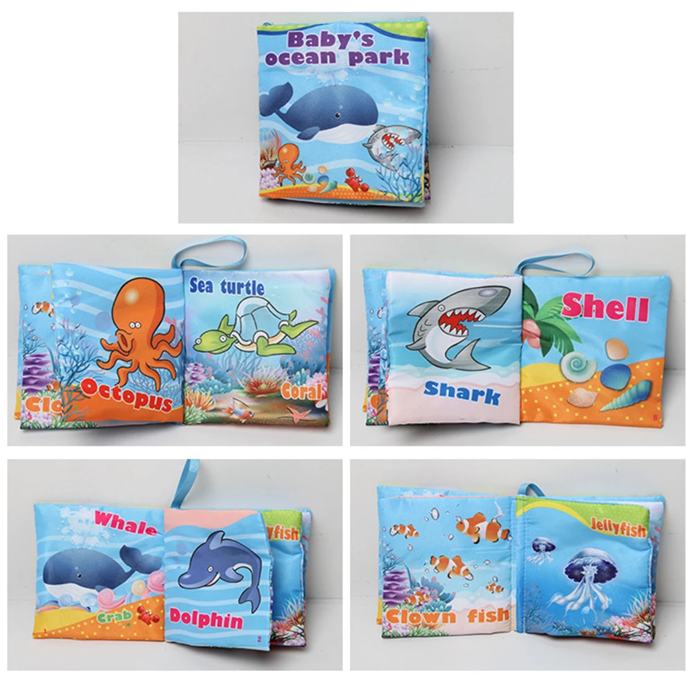 10 страниц розничная детские игрушки дети раннего развития ткани книги детские красочные развивающие разворачивание деятельности книга - Цвет: baby ocean park