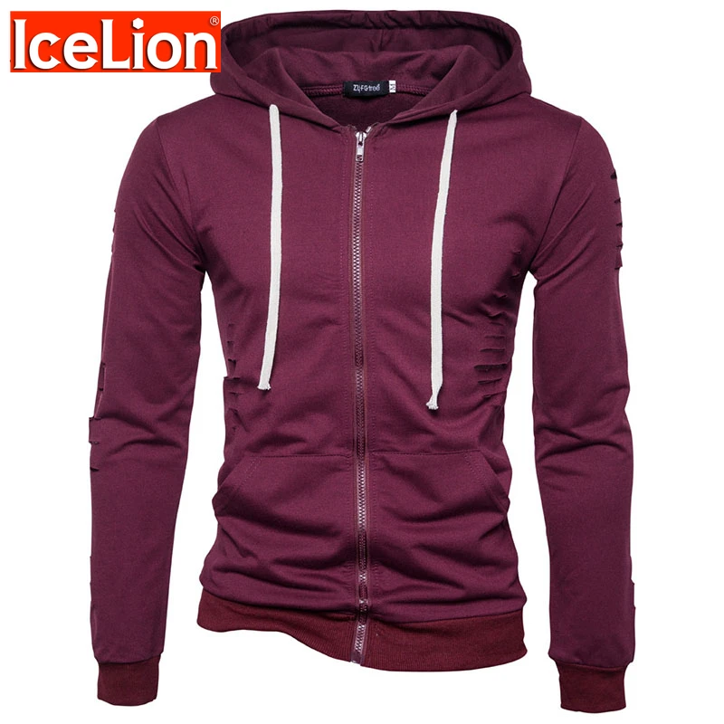 2020 осенние толстовки с дырками мужские однотонные свитшоты кардиган на молнии