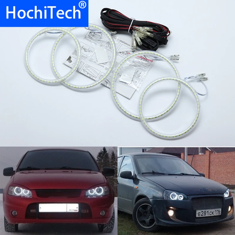 

Для Lada Kalina 1119 1118 1117 119 117 2005-2013 ультра яркий SMD белый светодиодный ангельские глазки 2600LM 12V halo ring kit Дневной светильник