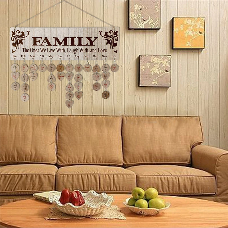 1pcs Calendars Wooden American Country Style Calendar Listing Family Birthday Reminder Message Board Plaque Wall Hangings Decor | Дом и сад